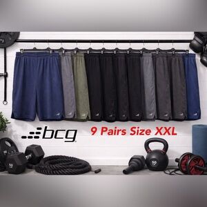 🔥♥️👉BCG Men’s XXL Athletic Shorts Bundle (9 Pair) Blue Gray Black Green Shorts